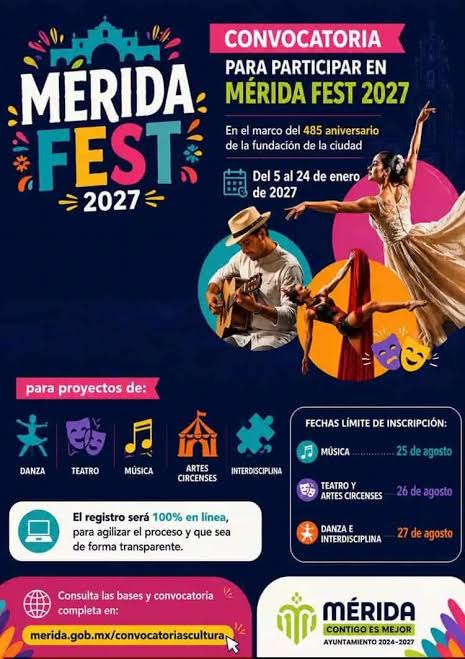 Ayuntamiento destinará bolsa de 2.5 MDP para proyectos de danza, teatro, música, artes circenses e interdisciplina en el Mérida Fest 2027