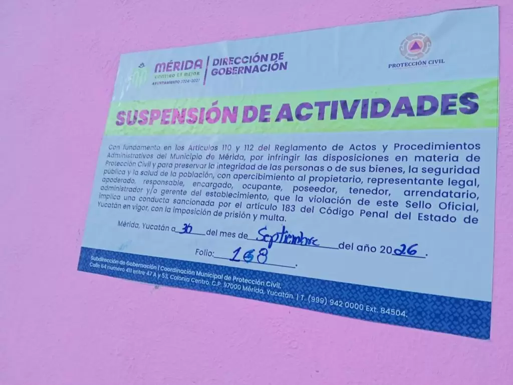 PROTECCIÓN CIVIL DE MÉRIDA SUSPENDE